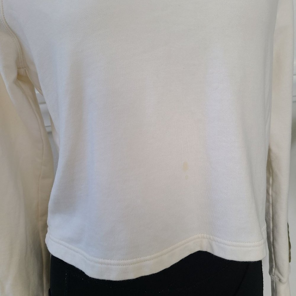 Converse Off White Cropped Cotton French Terry Pullover Hoodie  Womens SP - Picture 6 of 13